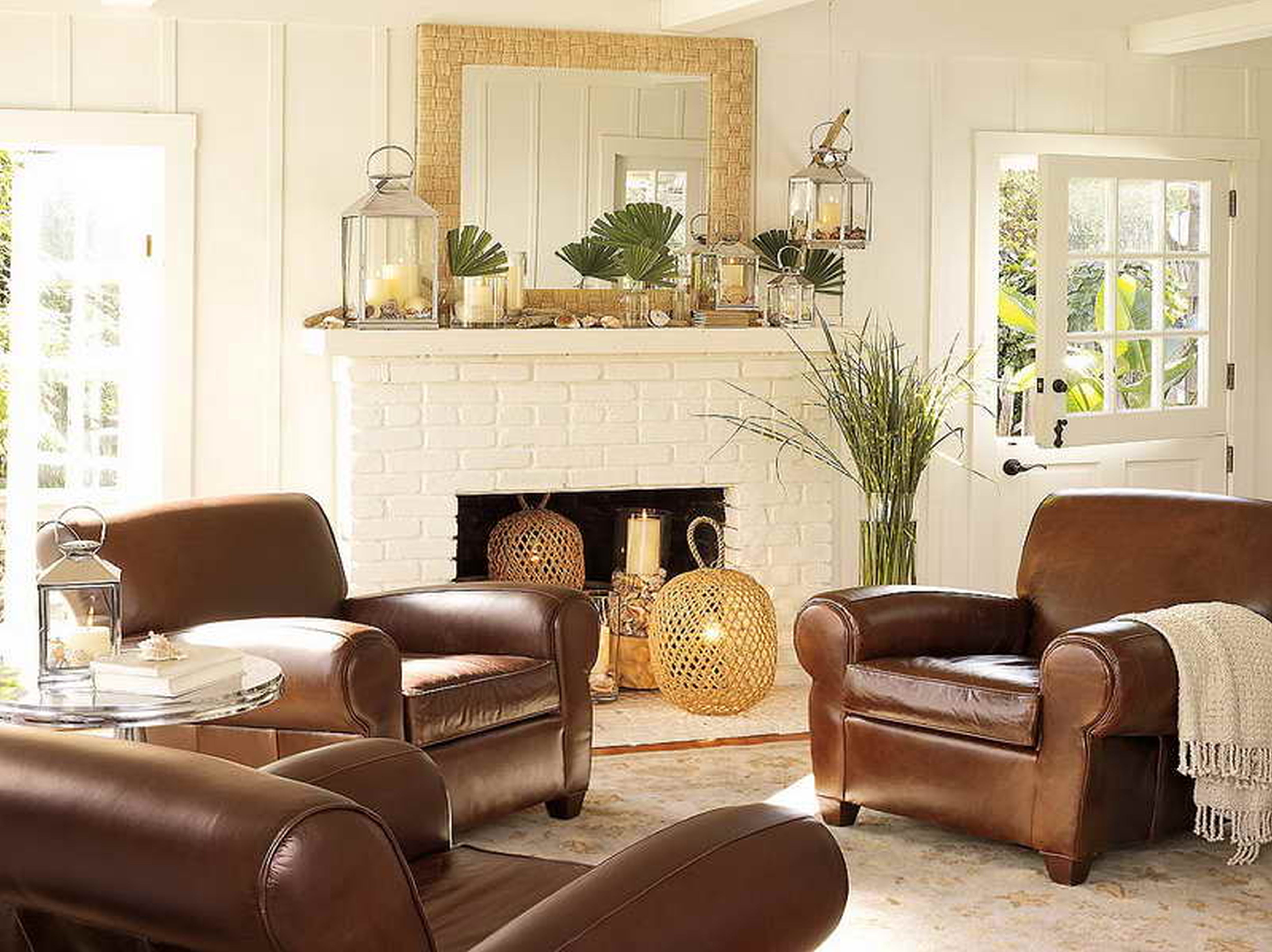 decor brown decorating furniture inexpensive color leather living sofa walls room dark fireplace decoration paint rooms good colors mantel look