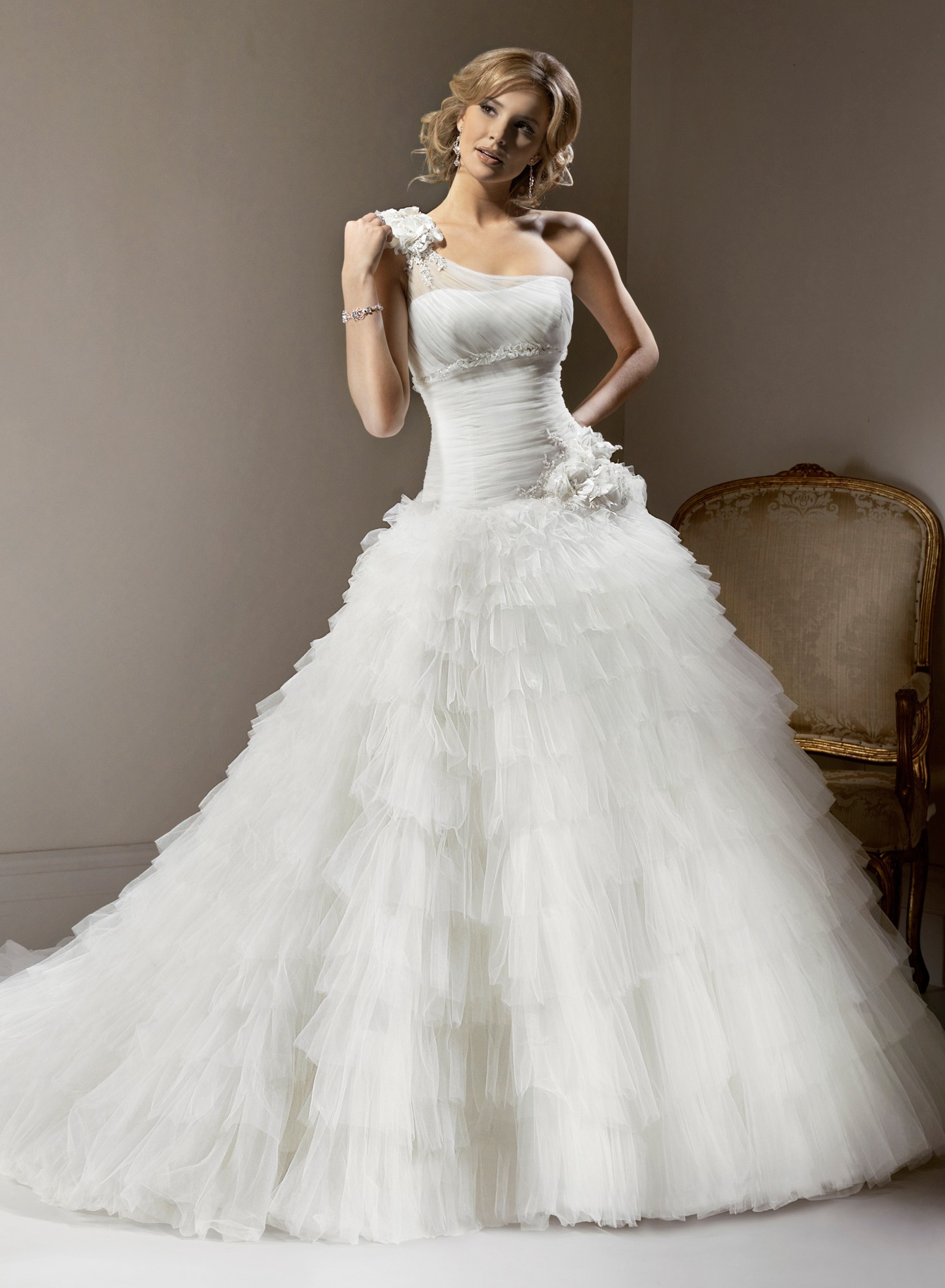 One Shoulder Ball Gown Wedding Dresses