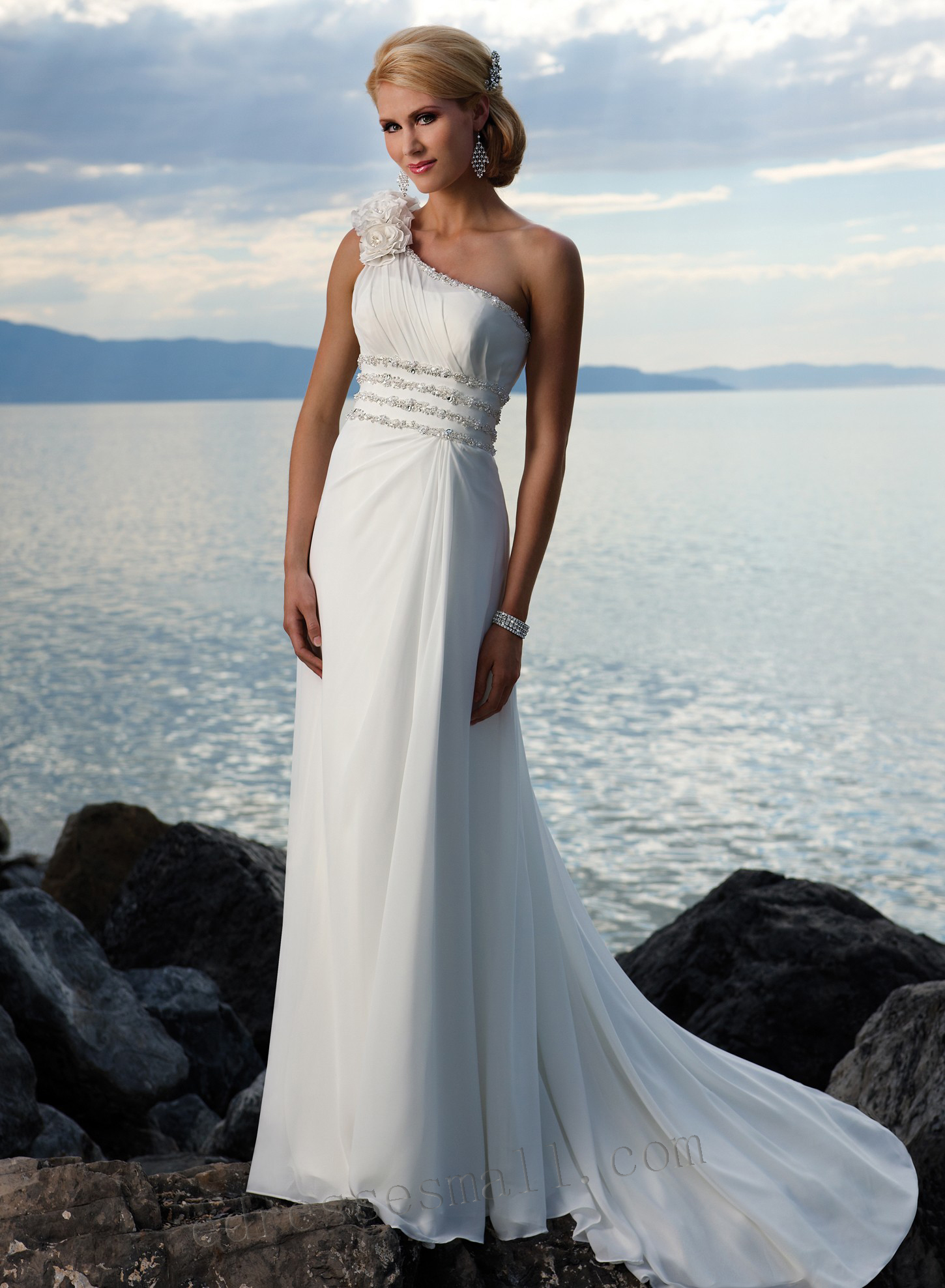 One Shoulder Beach Wedding Dress