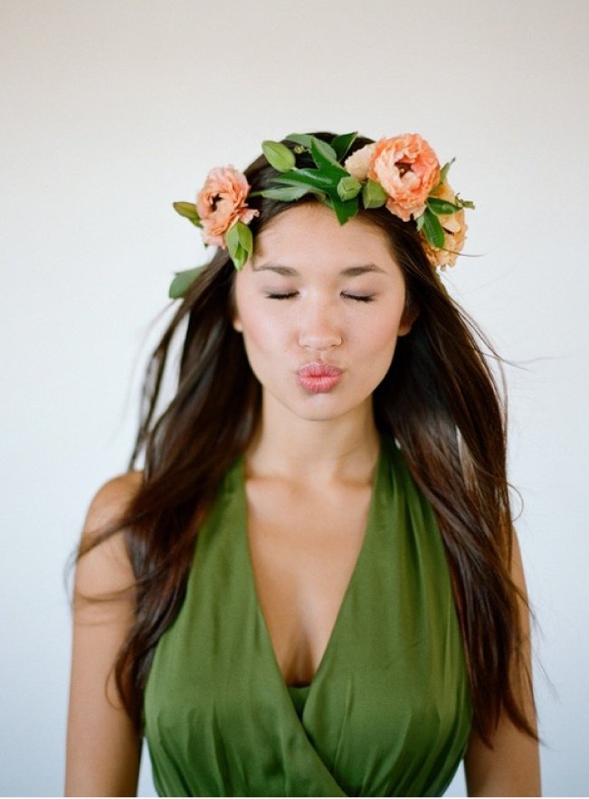 Natural Wedding Hairstyles With Floral Crowns