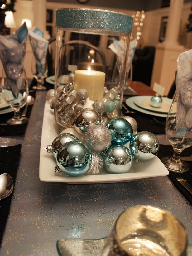 Blue and Silver Christmas Centerpieces Ideas