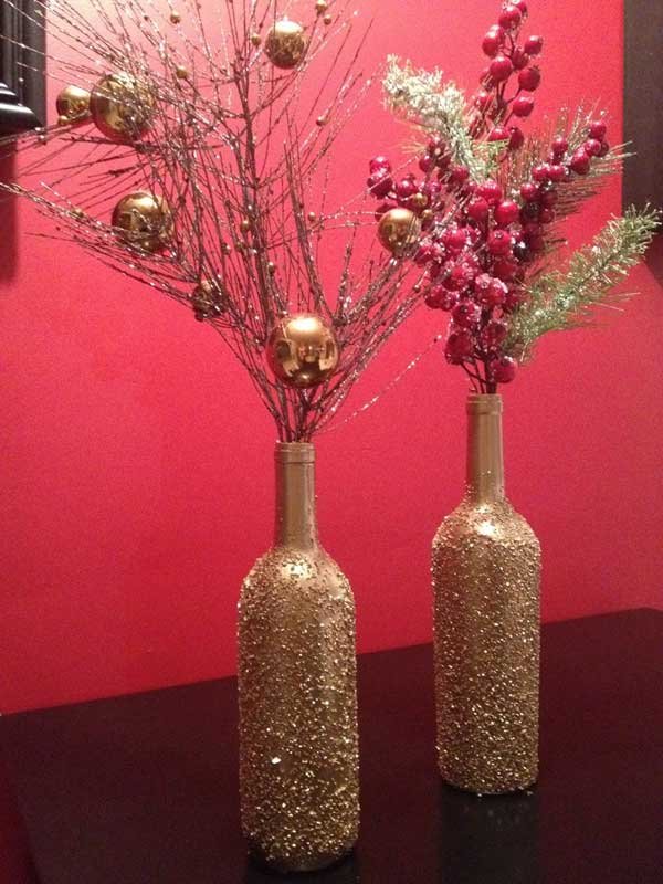 DIY Wine Bottle Christmas Decorations