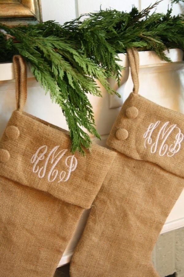 Monogrammed Stockings Burlap