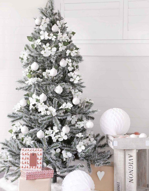 floral-christmas-tree-with-top-white-christmas-decorating-ideas