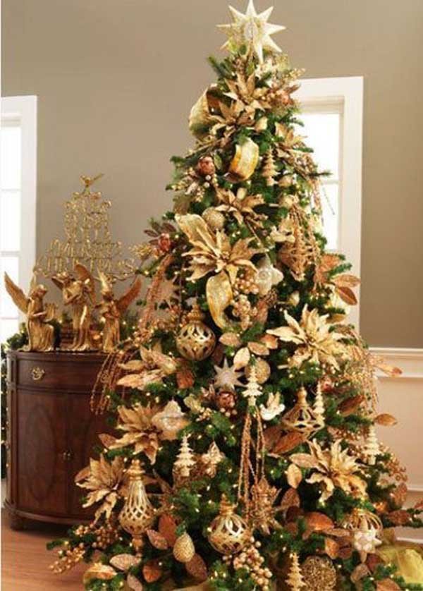 25 Gold Christmas Tree Decorations Ideas - MagMent